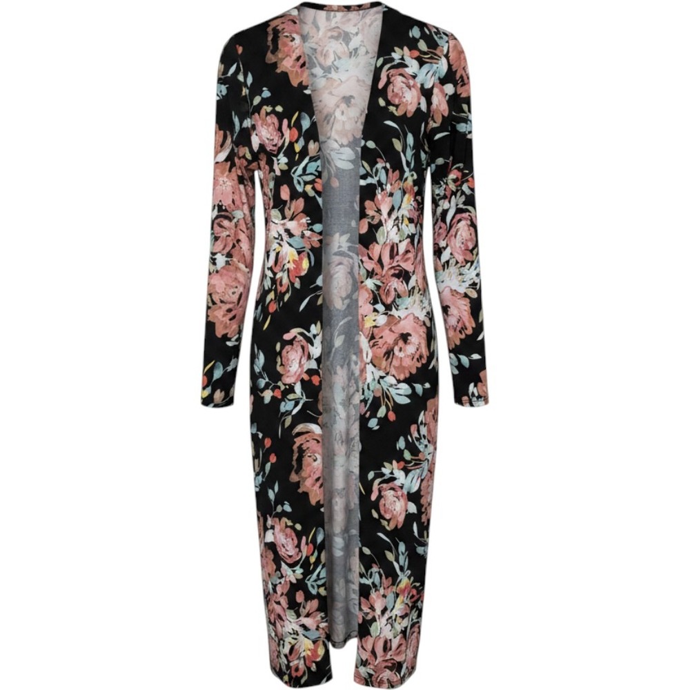 Torrid Women Black Floral Duster Cardigan Size 2x